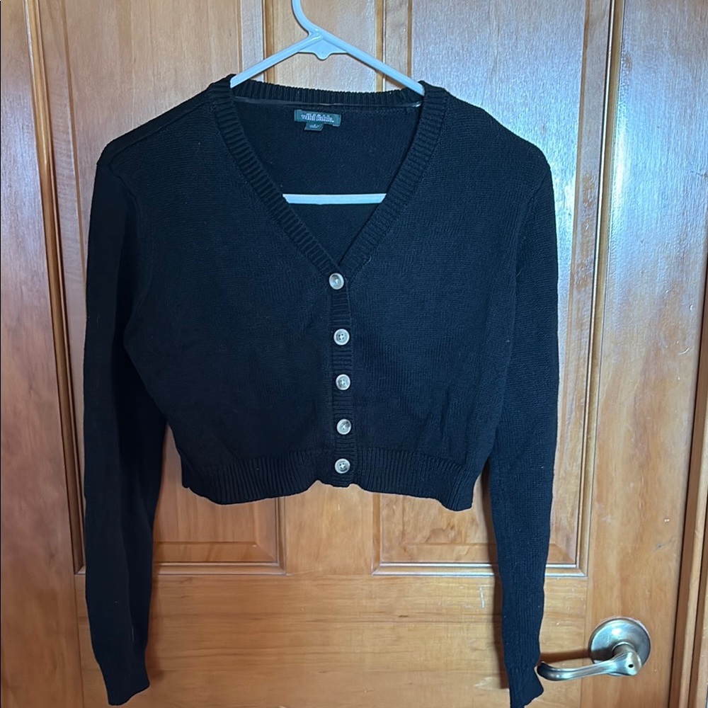 Wild Fable Black Cropped Cardigan Sweater